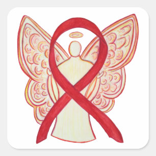 Red Awareness Ribbon Angel Art Decale Stickers