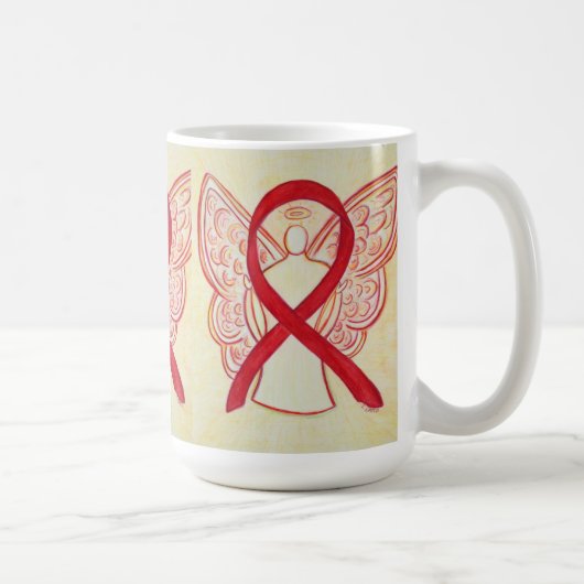 Red Awareness Ribbon Angel Art Mok (Rechts)