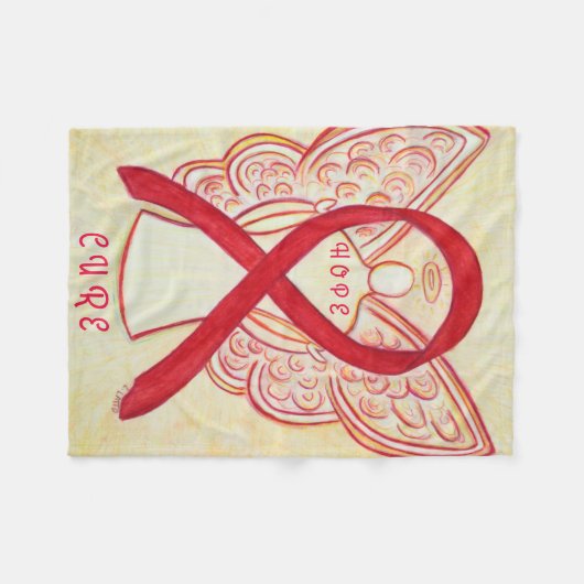 Red Awareness Ribbon Angel Blanket Fleece Deken (Voorkant (Horizontaal))