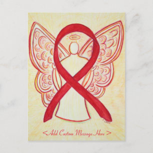 Red Awareness Ribbon Angel Custom Briefkaart