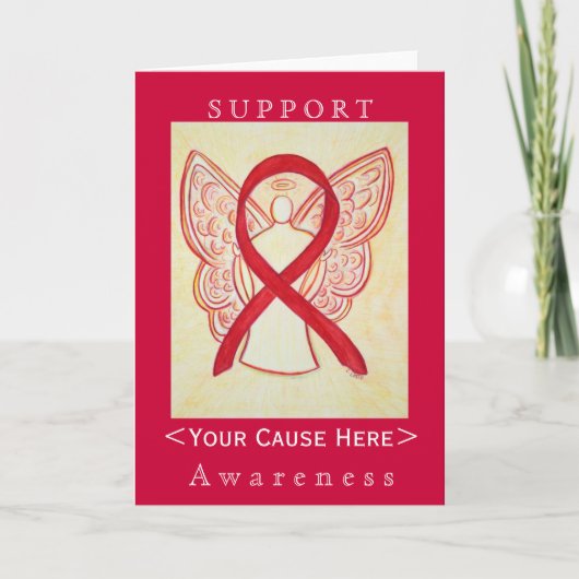 Red Awareness Ribbon Angel Gepersonaliseerd Card Kaart (Voorkant)