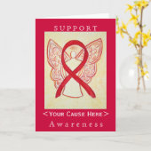 Red Awareness Ribbon Angel Gepersonaliseerd Card Kaart (Gele Bloem)
