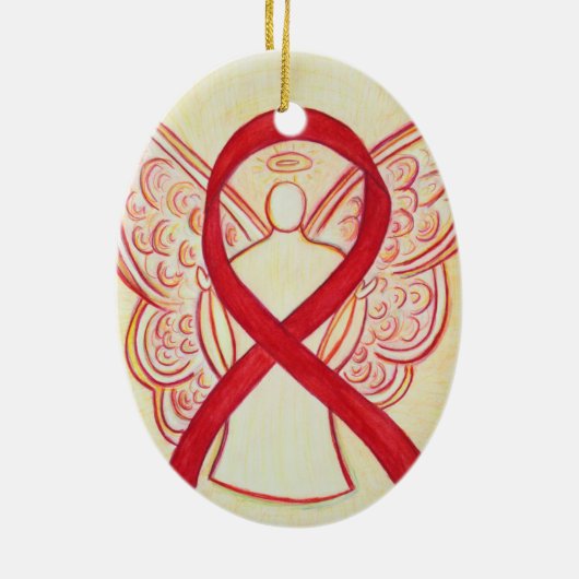 Red Awareness Ribbon Angel Ornament (Achterkant)