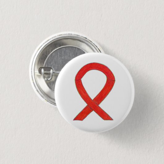 Red Awareness Ribbon Art Custom Pendant Buttonnen Ronde Button 3,2 Cm (Voorkant /achterkant)