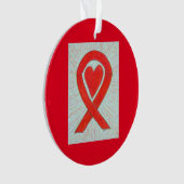 Red Awareness Ribbon Art Heart kerstversieringen Ornament (voorkant)