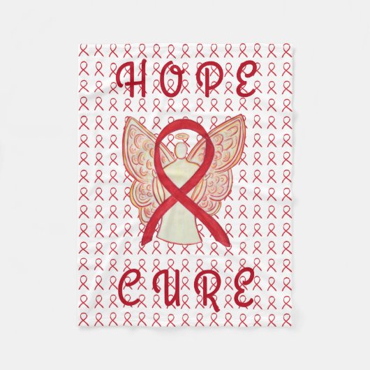 Red Awareness Ribbon Blood Cancer Blanket Fleece Deken (Voorkant)