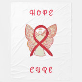 Red Awareness Ribbon Cancer Angel Fleece Blanket (Voorkant)