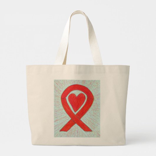 Red Awareness Ribbon Custom Art Canvas tas (Achterkant)