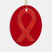 Red Awareness Ribbon Custom Art Ornaments Keramisch Ornament (Rechts)
