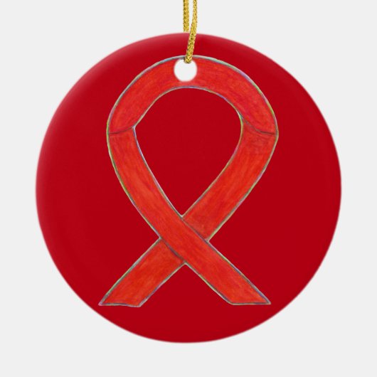 Red Awareness Ribbon Custom Art Ornaments Keramisch Ornament (Voorkant)