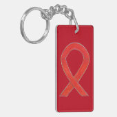 Red Awareness Ribbon Custom Art Sleutelhanger (Voorkant Links)