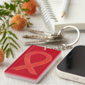 Red Awareness Ribbon Custom Art Sleutelhanger (Voorkant Rechts)