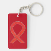 Red Awareness Ribbon Custom Art Sleutelhanger (achterkant)