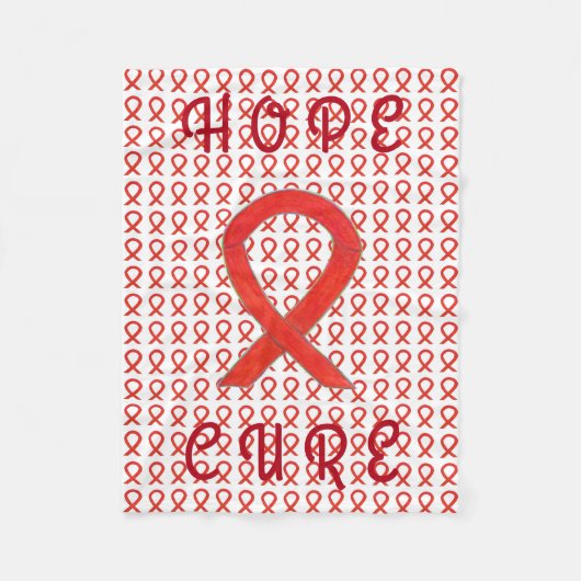 Red Awareness Ribbon Custom Chemo Fleece Blanket (Voorkant)