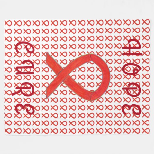 Red Awareness Ribbon Custom Chemo Fleece Blankets (Voorkant (Horizontaal))