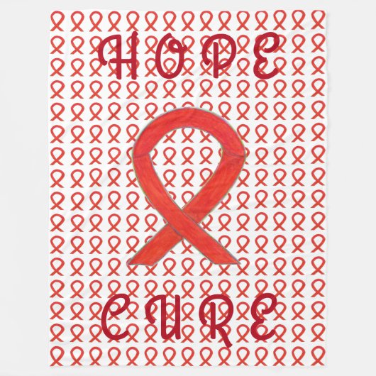 Red Awareness Ribbon Custom Chemo Fleece Blankets Deken (Voorkant)