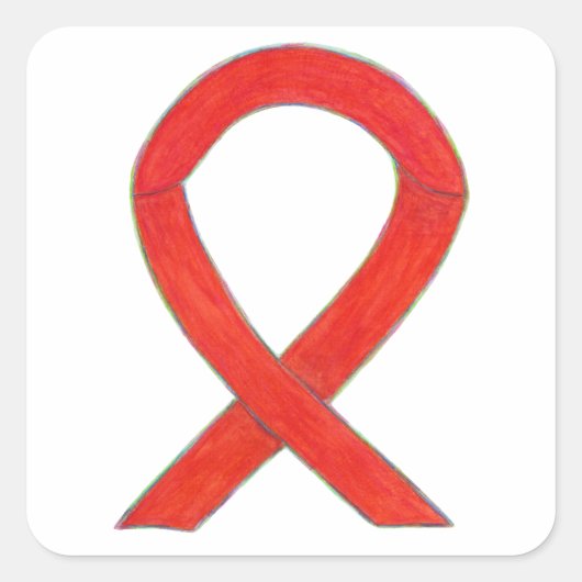 Red Awareness Ribbon Custom Sticker Art Decalen (Voorkant)