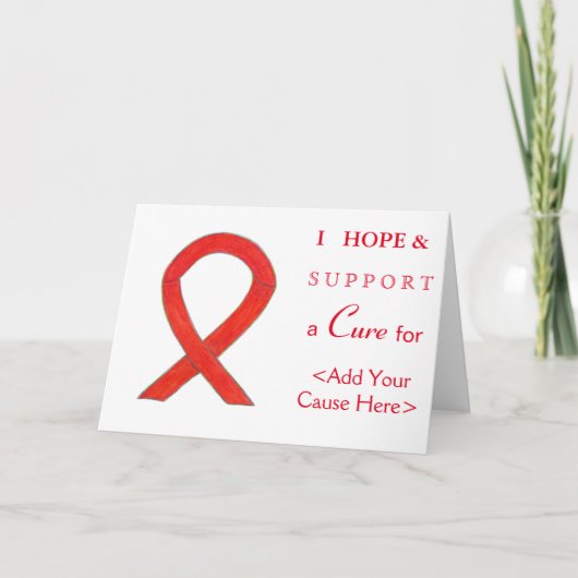 Red Awareness Ribbon Custom Want Note-kaarten Kaart (Voorkant)