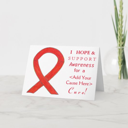 Red Awareness Ribbon Custom Want Note-kaarten Kaart (Voorkant)