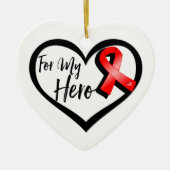 Red Awareness Ribbon For My Hero Keramisch Ornament (Voorkant)