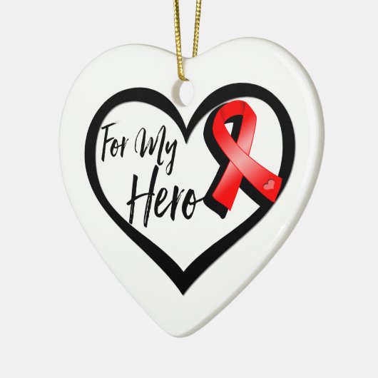 Red Awareness Ribbon For My Hero Keramisch Ornament (Links)