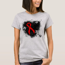 Red Awareness Ribbon Grunge Heart T-shirt