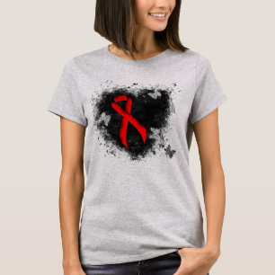 Red Awareness Ribbon Grunge Heart T-shirt