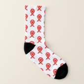 Red Awareness Ribbon Heart Custom Art Socks Sokken (Links binnenkant)