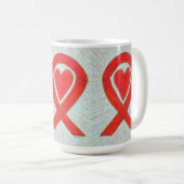 Red Awareness Ribbon Heart Custom Coffee Mok (Voorkant rechts)