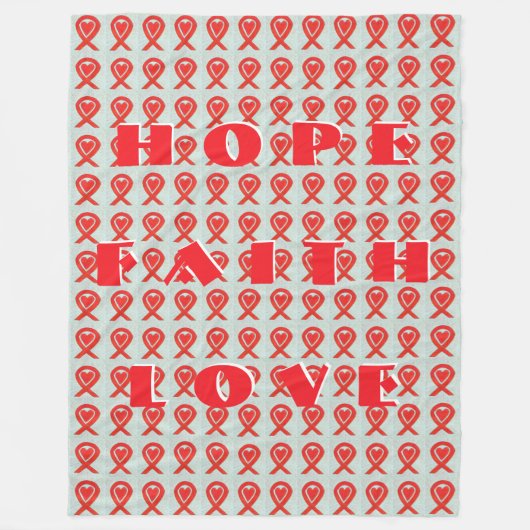 Red Awareness Ribbon Heart Custom Fleece Blanket (Voorkant)