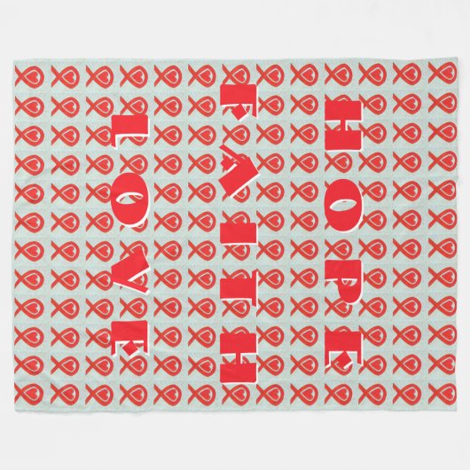 Red Awareness Ribbon Heart Custom Fleece Blanket (Voorkant (Horizontaal))