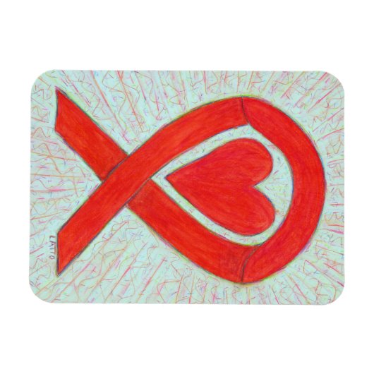 Red Awareness Ribbon Heart Custom Magnet Gift Magneet (Horizontaal)