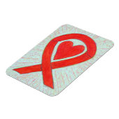 Red Awareness Ribbon Heart Custom Magnet Gift Magneet (Linkerzijde)