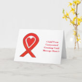 Red Awareness Ribbon Heart Custom Wenskaarten Kaart (Gele Bloem)