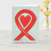 Red Awareness Ribbon Heart Custom Wenskaarten Kaart (Gele Bloem)