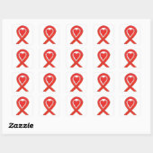 Red Awareness Ribbon Heart Decline Stickers (Vel)