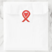 Red Awareness Ribbon Heart Decline Stickers (Tas)