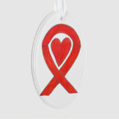 Red Awareness Ribbon Heart Holiday Art Ornaments Ornament (voorkant)