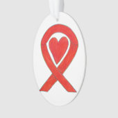 Red Awareness Ribbon Heart Holiday Art Ornaments Ornament (voorkant)