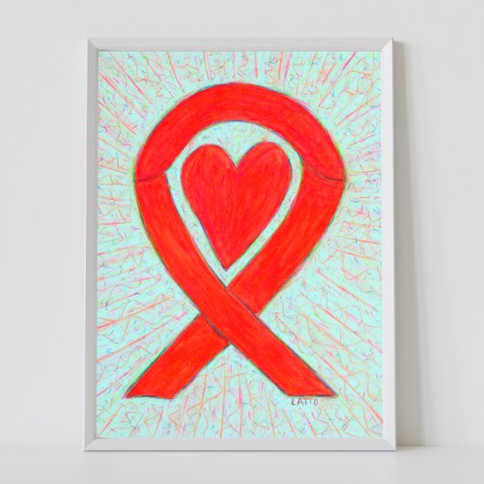 Red Awareness Ribbon Heart Poster Art Print
