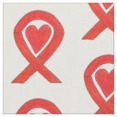 Red Awareness Ribbon Hearts Custom Material Stof (Close Up)