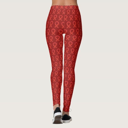 Red Awareness Ribbon Hope and Cure Custom Leggings (Achterkant)