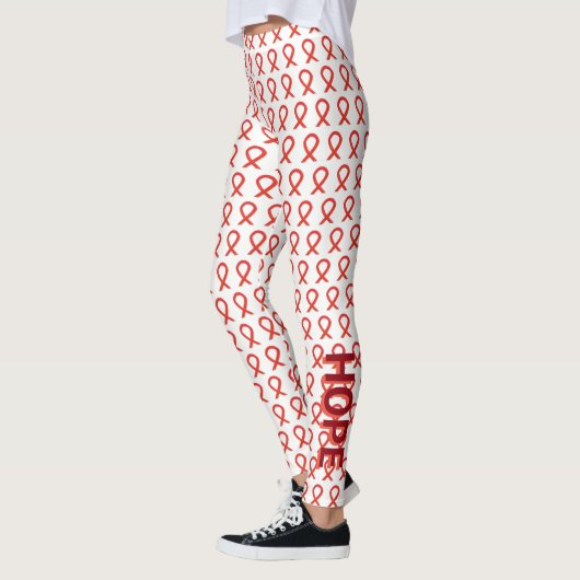 Red Awareness Ribbon Hope and Cure Custom Leggings (Links)