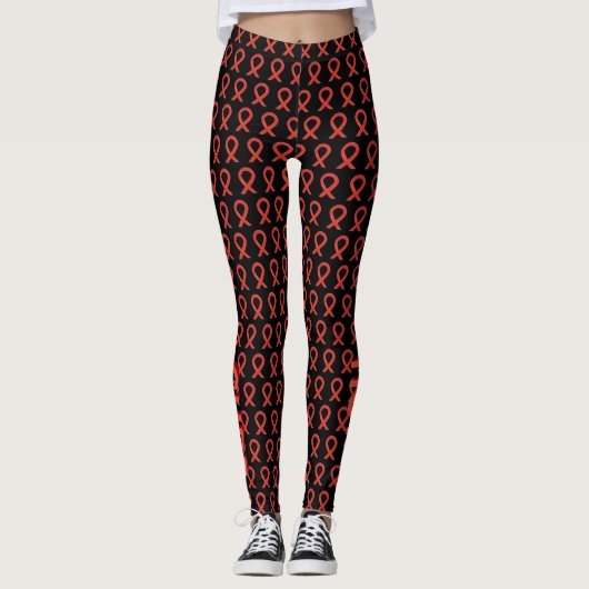 Red Awareness Ribbon Hope and Cure Custom Leggings (Voorkant)