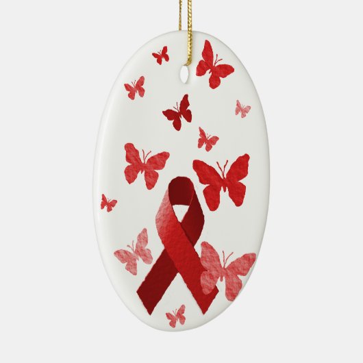 Red Awareness Ribbon Keramisch Ornament (Rechts)