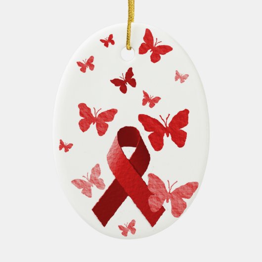 Red Awareness Ribbon Keramisch Ornament (Voorkant)