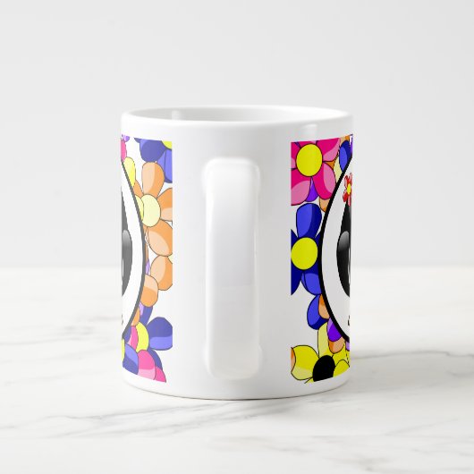 Red Awareness Ribbon Penguin Grote Koffiekop (Achterkant)