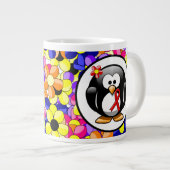 Red Awareness Ribbon Penguin Grote Koffiekop (Voorkant rechts)