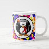 Red Awareness Ribbon Penguin Grote Koffiekop (Rechts)