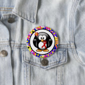 Red Awareness Ribbon Penguin Ronde Button 7,6 Cm (In situ)
